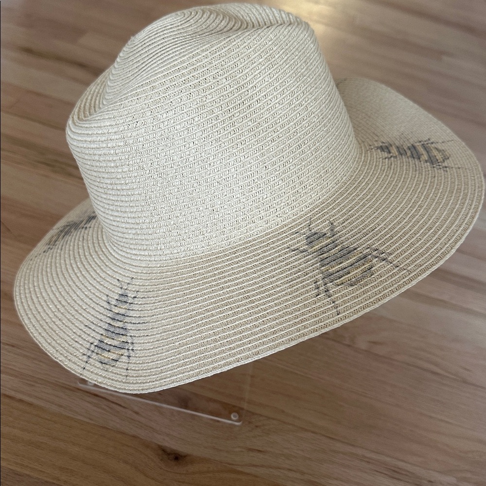 Vince Camuto Womens Wide Brim Panama Sun Hat Bee Motif Adjustable Resortwear - Picture 7 of 9